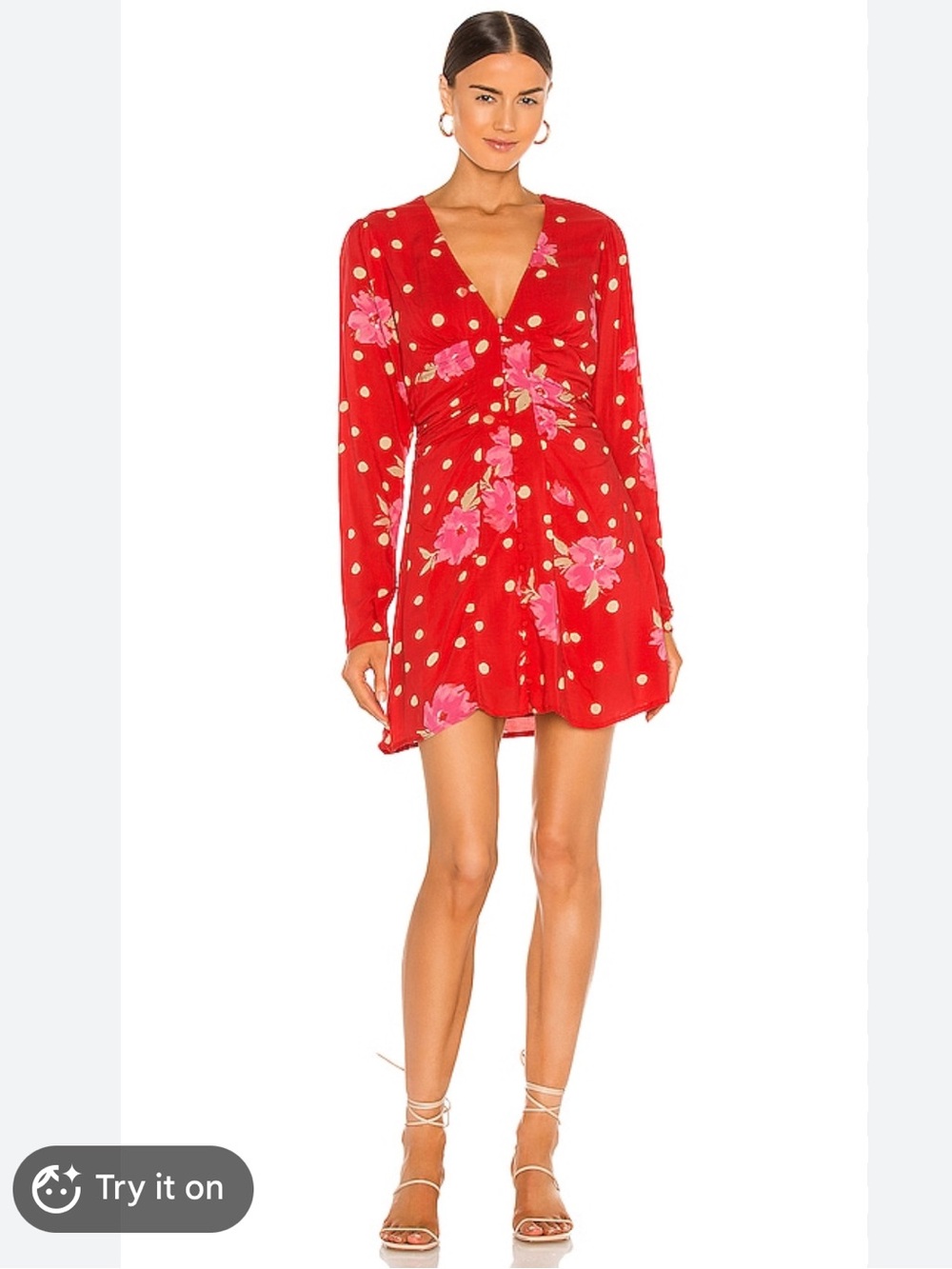 Free People Date Night Mini Dress In Floral Spot Print-red NWT
